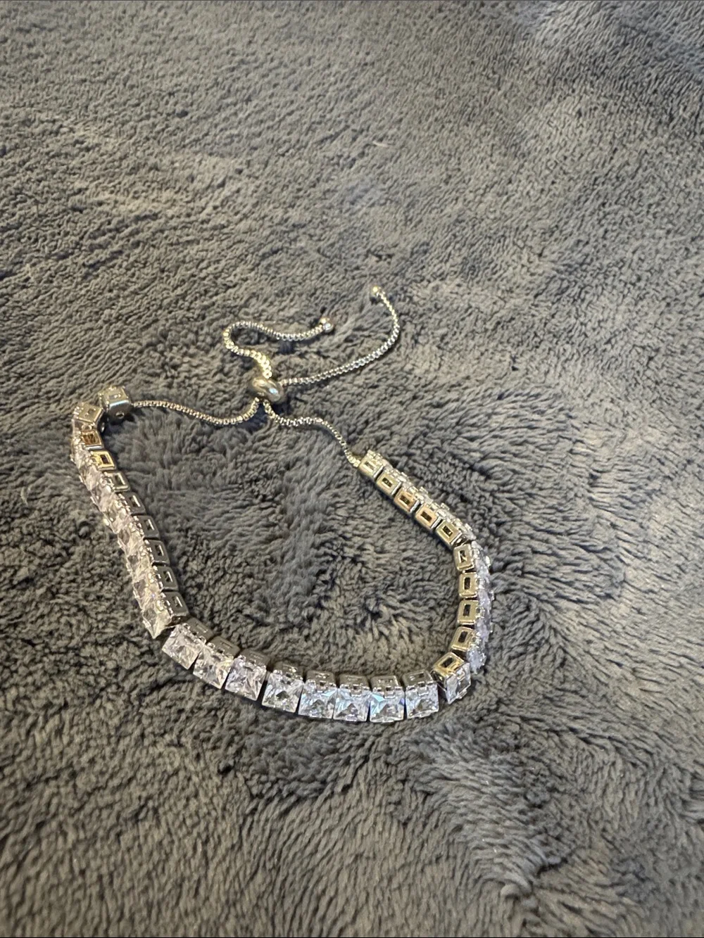 Swarovski Crystal Elements Clear Princess Tennis Bracelet, Slider Closure